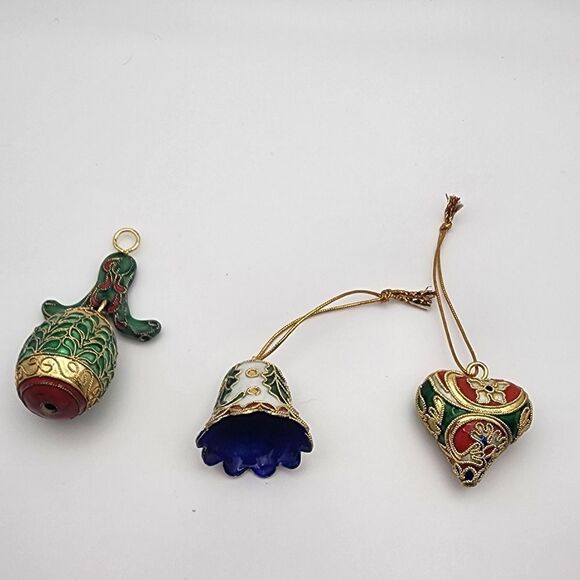 Set of 3 Cloisonne Christmas Ornaments - Picture 6 of 6